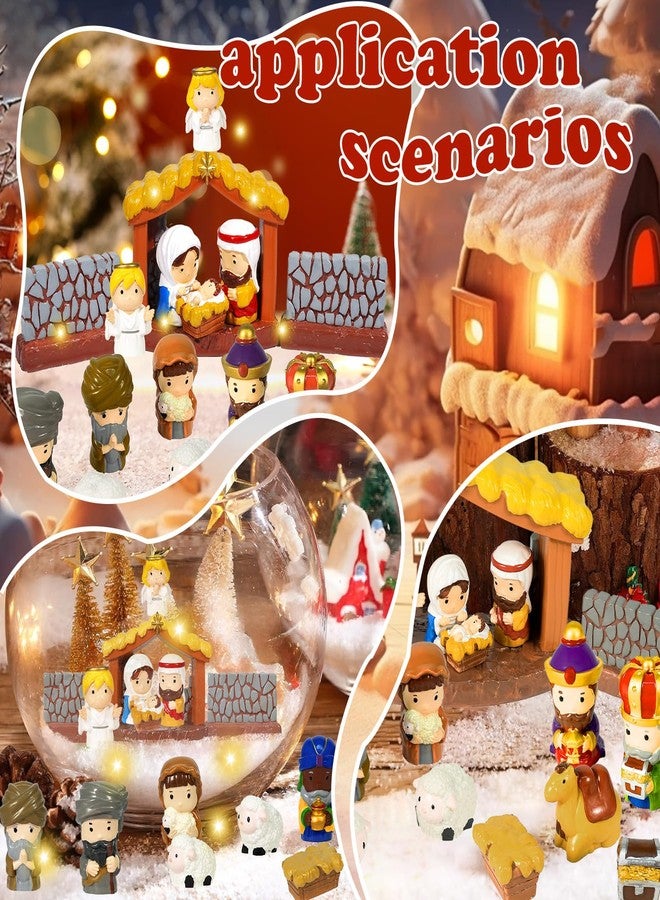 Pamonrueer 19 Pcs Christmas Little Nativity Set Christmas Nativity Scene Resin Hand-Painted Nativity Set Figurines for Party Decorations Tabletop - Image 4
